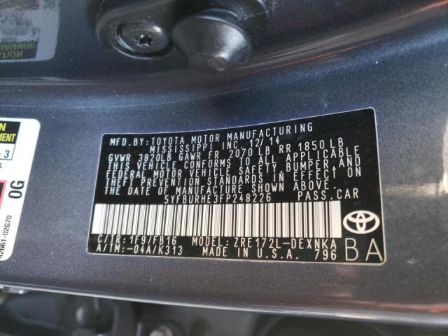 Photo 9 VIN: 5YFBURHE3FP248226 - TOYOTA COROLLA L 