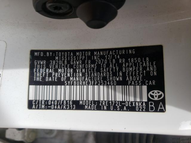 Photo 9 VIN: 5YFBURHE3FP253460 - TOYOTA COROLLA L 