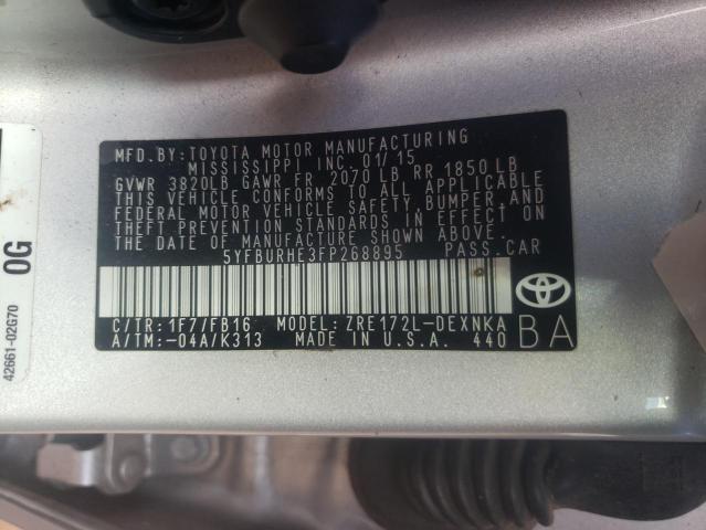 Photo 9 VIN: 5YFBURHE3FP268895 - TOYOTA COROLLA L 