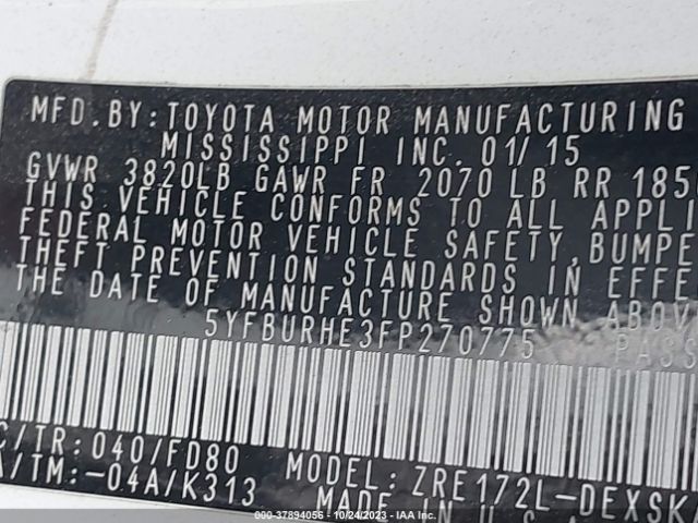 Photo 8 VIN: 5YFBURHE3FP270775 - TOYOTA COROLLA 