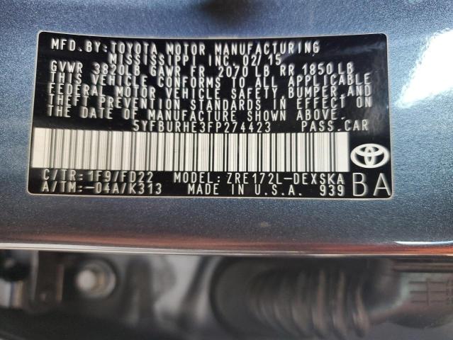 Photo 11 VIN: 5YFBURHE3FP274423 - TOYOTA COROLLA 