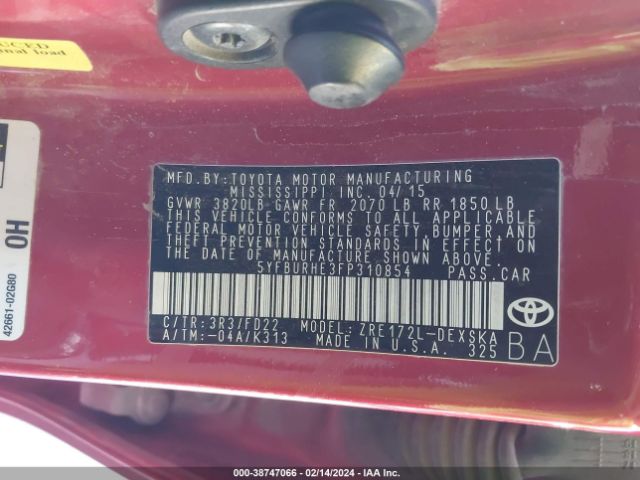 Photo 8 VIN: 5YFBURHE3FP310854 - TOYOTA COROLLA 