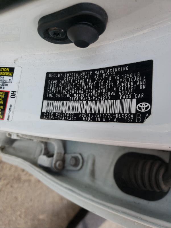 Photo 9 VIN: 5YFBURHE3FP324673 - TOYOTA COROLLA L 