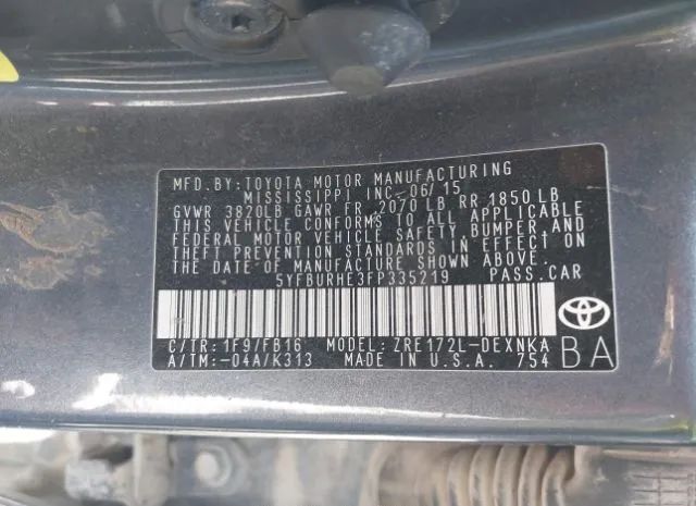 Photo 8 VIN: 5YFBURHE3FP335219 - TOYOTA COROLLA 