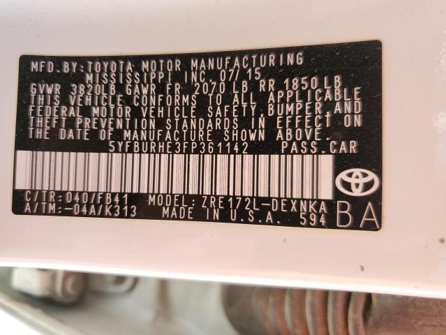 Photo 11 VIN: 5YFBURHE3FP361142 - TOYOTA COROLLA L 