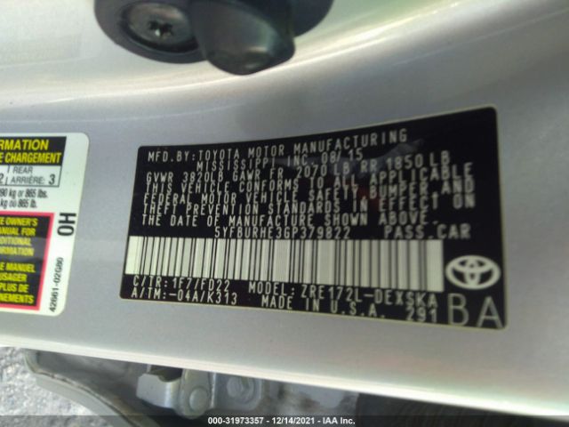 Photo 8 VIN: 5YFBURHE3GP379822 - TOYOTA COROLLA 