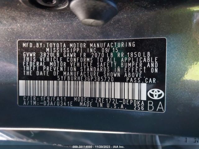 Photo 8 VIN: 5YFBURHE3GP385720 - TOYOTA COROLLA 