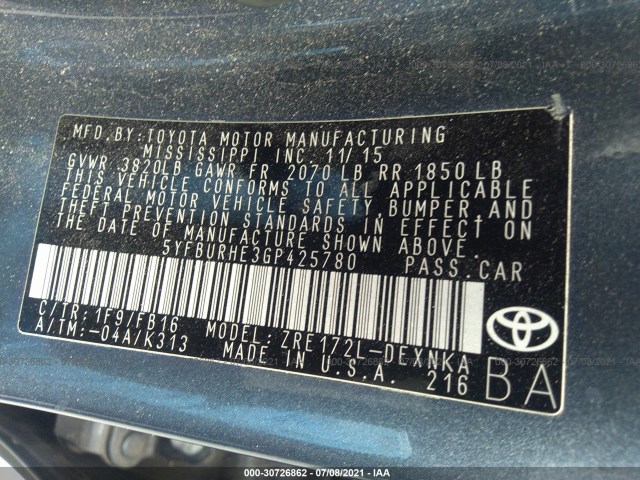 Photo 8 VIN: 5YFBURHE3GP425780 - TOYOTA COROLLA 