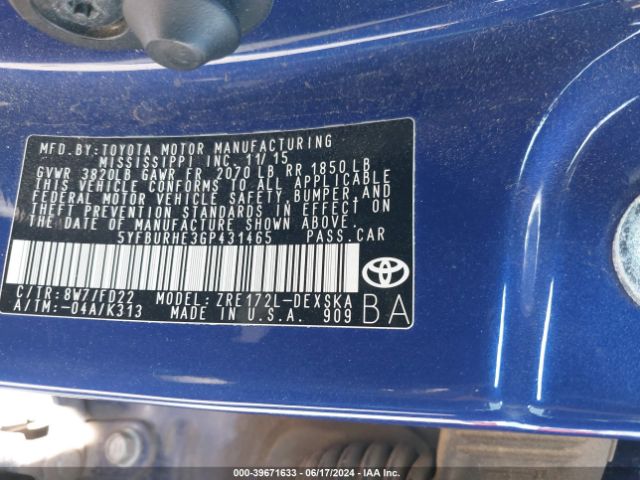 Photo 8 VIN: 5YFBURHE3GP431465 - TOYOTA COROLLA 