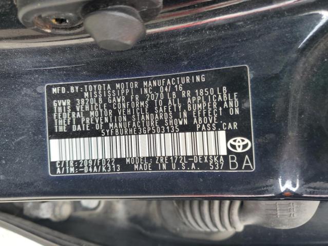 Photo 12 VIN: 5YFBURHE3GP503135 - TOYOTA COROLLA L 