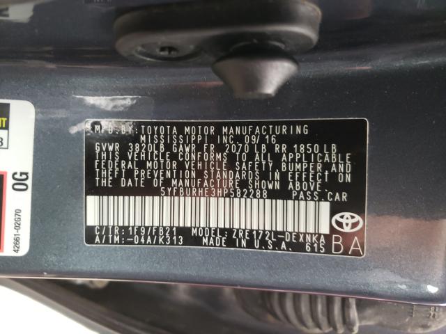 Photo 9 VIN: 5YFBURHE3HP582288 - TOYOTA COROLLA LE 