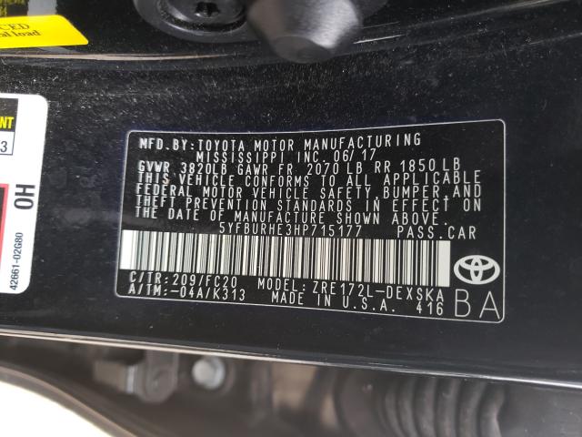 Photo 9 VIN: 5YFBURHE3HP715177 - TOYOTA COROLLA L 