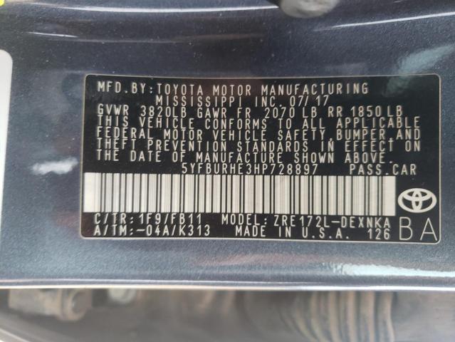 Photo 11 VIN: 5YFBURHE3HP728897 - TOYOTA COROLLA 