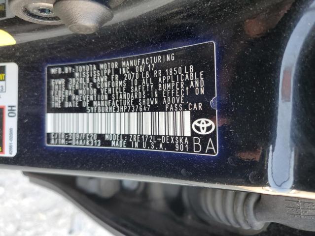 Photo 12 VIN: 5YFBURHE3HP737647 - TOYOTA COROLLA L 