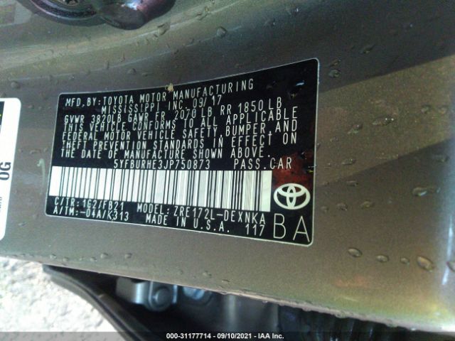 Photo 8 VIN: 5YFBURHE3JP750873 - TOYOTA COROLLA 