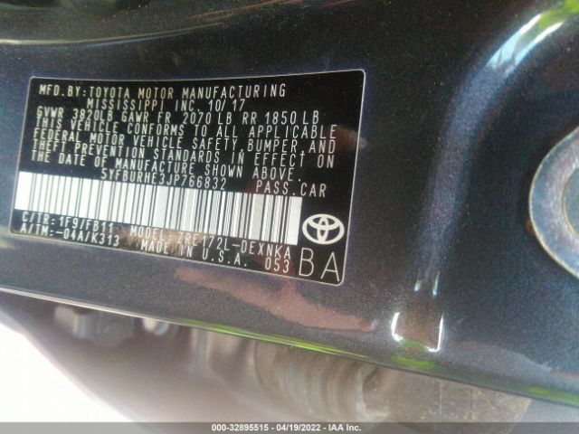 Photo 8 VIN: 5YFBURHE3JP766832 - TOYOTA COROLLA 