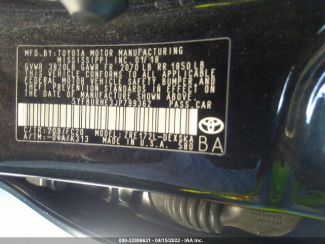 Photo 8 VIN: 5YFBURHE3JP799362 - TOYOTA COROLLA 