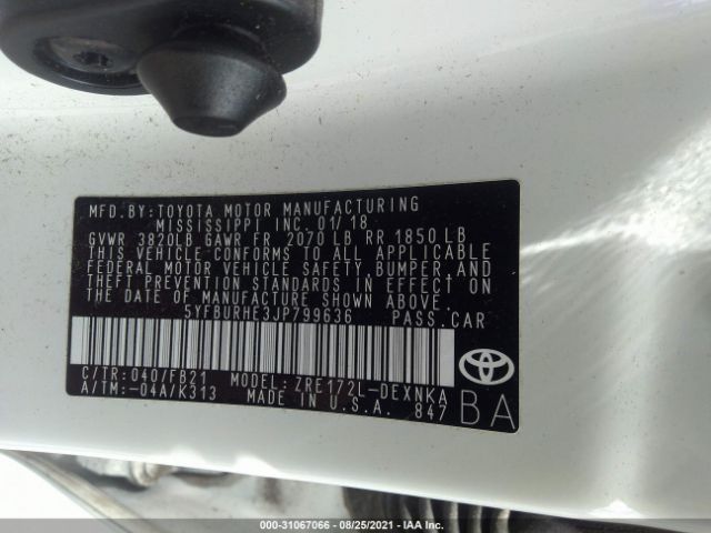 Photo 8 VIN: 5YFBURHE3JP799636 - TOYOTA COROLLA 