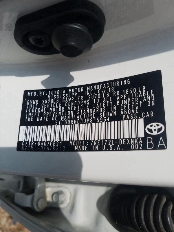 Photo 9 VIN: 5YFBURHE3JP815964 - TOYOTA COROLLA 