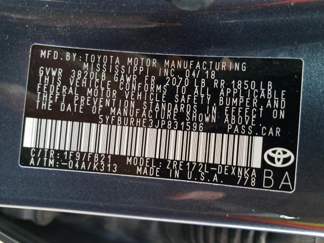 Photo 9 VIN: 5YFBURHE3JP831596 - TOYOTA COROLLA 