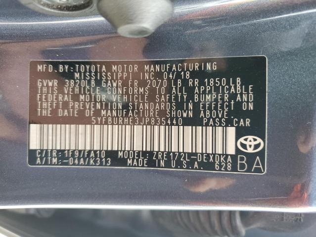 Photo 11 VIN: 5YFBURHE3JP835440 - TOYOTA COROLLA L 