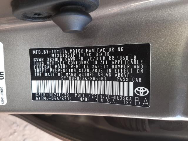 Photo 9 VIN: 5YFBURHE3KP865961 - TOYOTA COROLLA L 