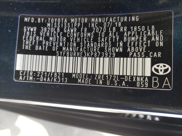 Photo 9 VIN: 5YFBURHE3KP873929 - TOYOTA COROLLA L 