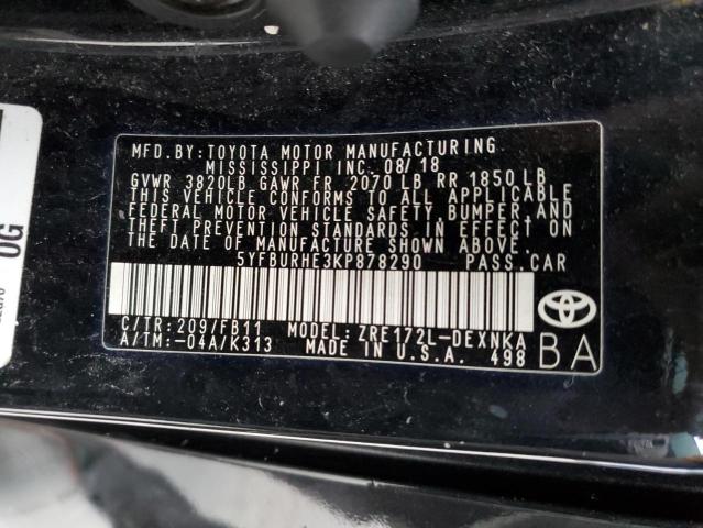 Photo 9 VIN: 5YFBURHE3KP878290 - TOYOTA COROLLA L 