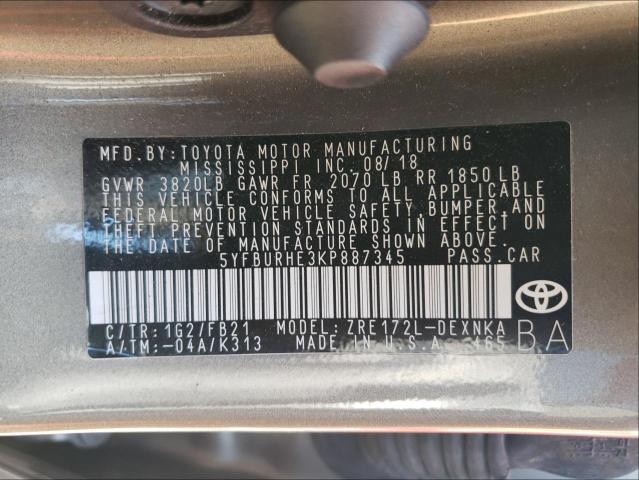 Photo 9 VIN: 5YFBURHE3KP887345 - TOYOTA COROLLA L 