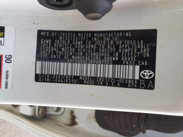 Photo 9 VIN: 5YFBURHE3KP887555 - TOYOTA COROLLA L 