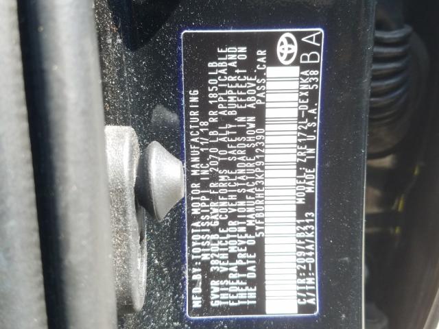 Photo 9 VIN: 5YFBURHE3KP912390 - TOYOTA COROLLA L 