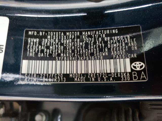 Photo 9 VIN: 5YFBURHE3KP916178 - TOYOTA COROLLA L 