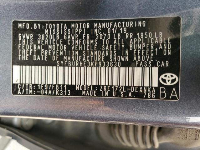 Photo 12 VIN: 5YFBURHE3KP933630 - TOYOTA COROLLA L 