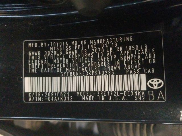 Photo 9 VIN: 5YFBURHE3KP940285 - TOYOTA COROLLA L 