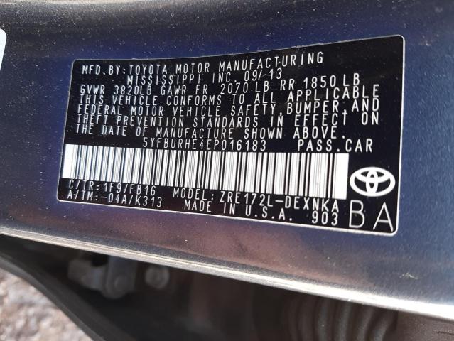 Photo 11 VIN: 5YFBURHE4EP016183 - TOYOTA COROLLA 