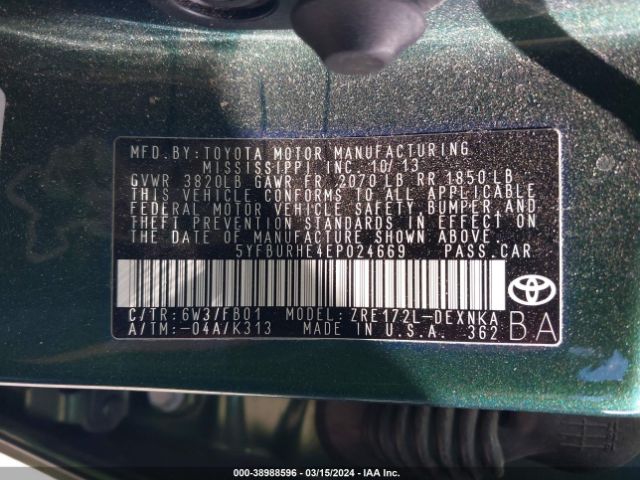 Photo 8 VIN: 5YFBURHE4EP024669 - TOYOTA COROLLA 