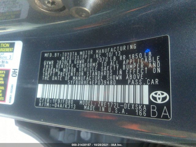 Photo 8 VIN: 5YFBURHE4EP039480 - TOYOTA COROLLA 