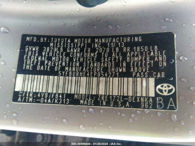 Photo 8 VIN: 5YFBURHE4EP054271 - TOYOTA COROLLA 