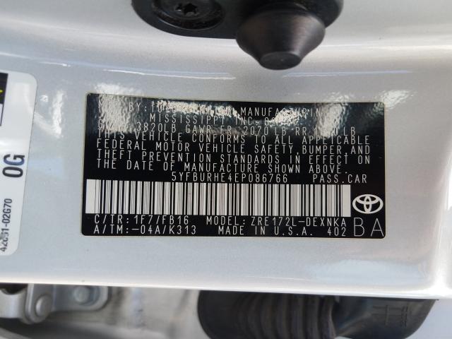 Photo 9 VIN: 5YFBURHE4EP086766 - TOYOTA COROLLA L 