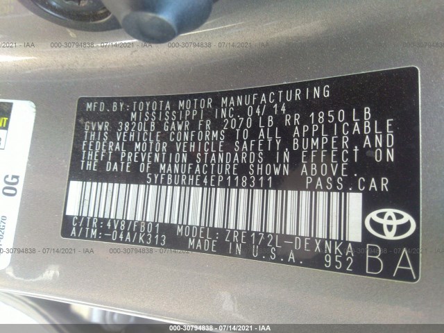 Photo 8 VIN: 5YFBURHE4EP118311 - TOYOTA COROLLA 