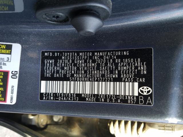 Photo 9 VIN: 5YFBURHE4EP127221 - TOYOTA COROLLA L 