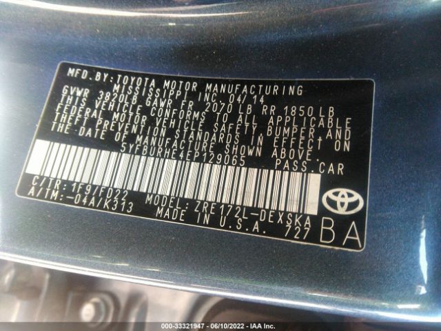 Photo 8 VIN: 5YFBURHE4EP129065 - TOYOTA COROLLA 