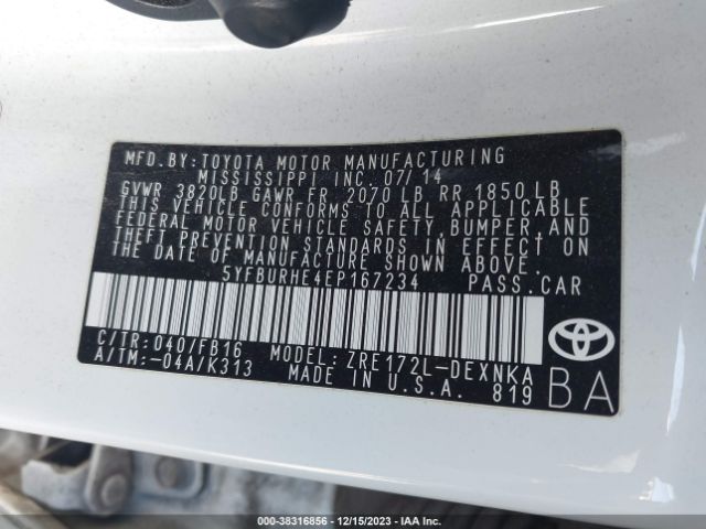 Photo 8 VIN: 5YFBURHE4EP167234 - TOYOTA COROLLA 