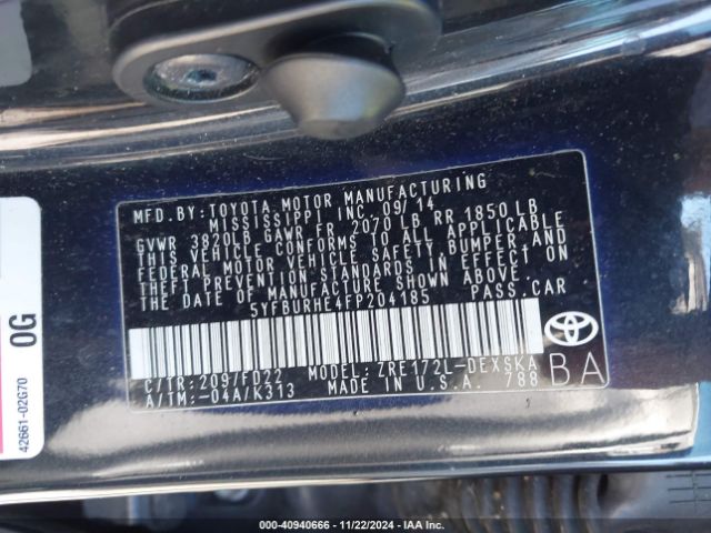 Photo 8 VIN: 5YFBURHE4FP204185 - TOYOTA COROLLA 