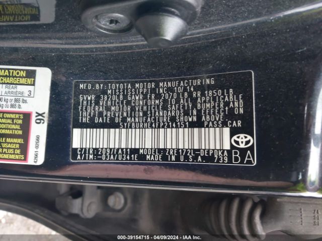 Photo 8 VIN: 5YFBURHE4FP214151 - TOYOTA COROLLA 