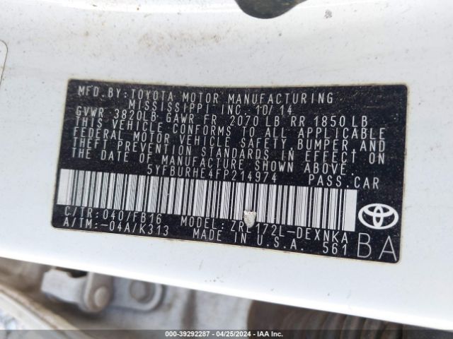 Photo 8 VIN: 5YFBURHE4FP214974 - TOYOTA COROLLA 