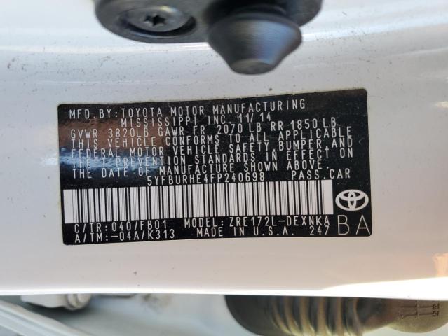 Photo 12 VIN: 5YFBURHE4FP240698 - TOYOTA COROLLA 