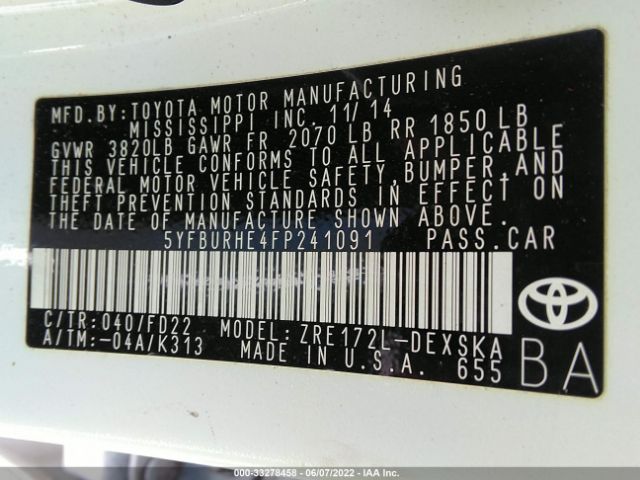 Photo 8 VIN: 5YFBURHE4FP241091 - TOYOTA COROLLA 