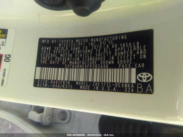 Photo 8 VIN: 5YFBURHE4FP265696 - TOYOTA COROLLA 