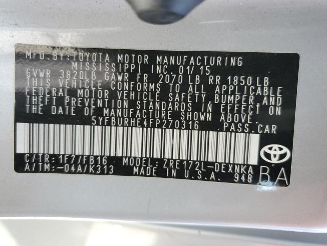 Photo 11 VIN: 5YFBURHE4FP270316 - TOYOTA COROLLA L 